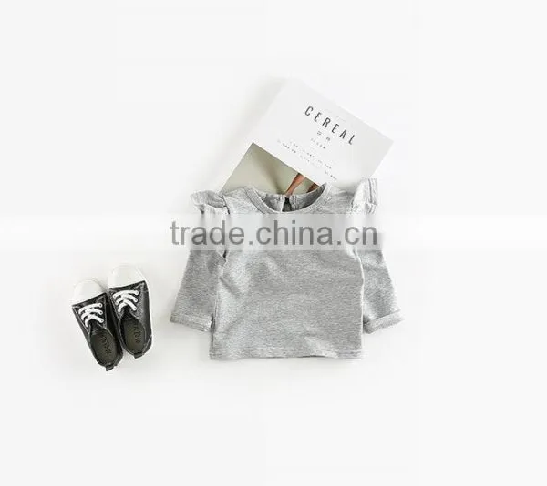 5pcs/lot New Girls T-shirts Flying Sleeve Cotton Bow Toddler Kids Girl Tee Baby Infant Tops photo-2