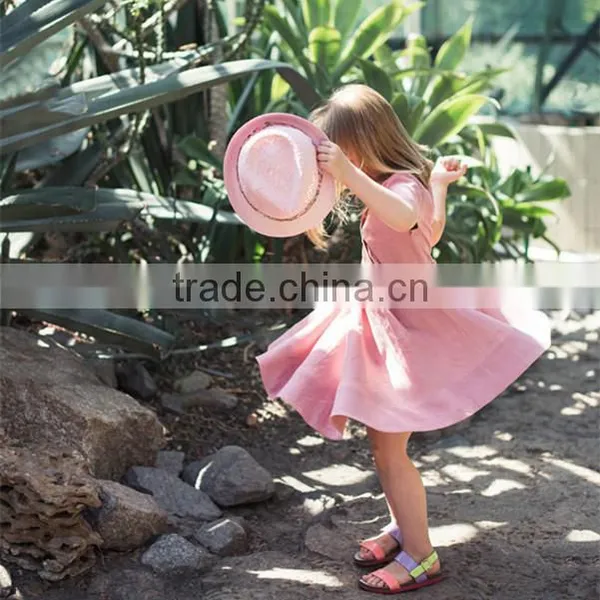 Classic Peter Pen Collar Mustard Linen Girl Child Dress Doild Kid Dress photo-5