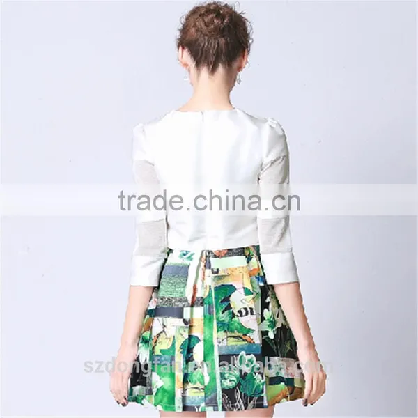 Hot Girls Short & Sexy Mini Ladies Formal Cheap Flower Skirt And Blouse With High Quality Custom photo-2