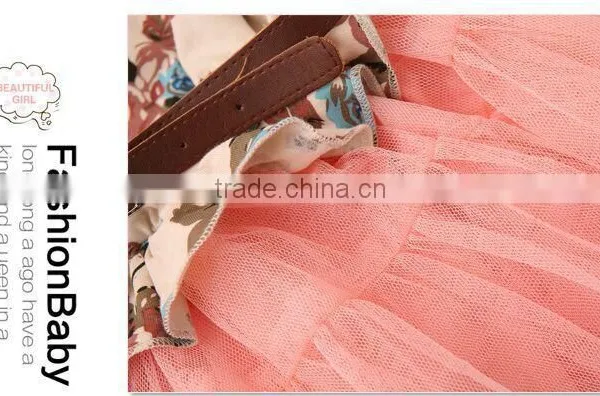 Free Shipping New Girls Baby Kids Toddlers Summer Floral Print Dress Bow Sleeveless Long Sleeve Tutu Dress Children's Clothing photo-2