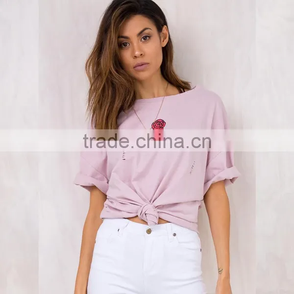 Hot Sexy bf Half Sleeve Distressed Girl's t Shirt With Custom Printing photo-5