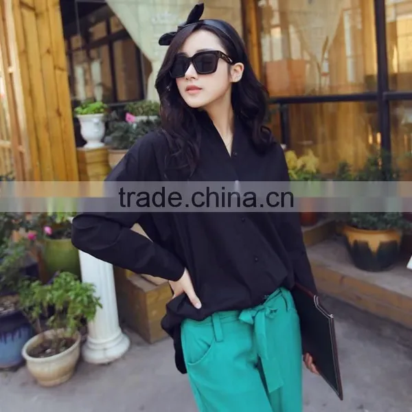 2015 Solid Color Korea Style Slim Fit Women Fashion Shirt photo-2