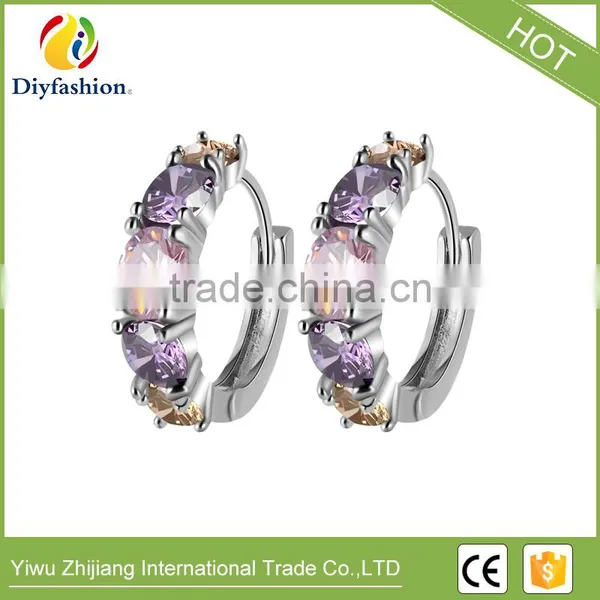 Latest Design Jewelry Copper Material Gold Plated Cubic Zirconia cz Stud Earrings photo-5
