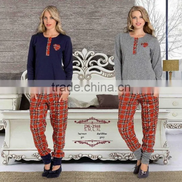 High Quality Turkish Product 100 Cotton Pajama Set for Girls