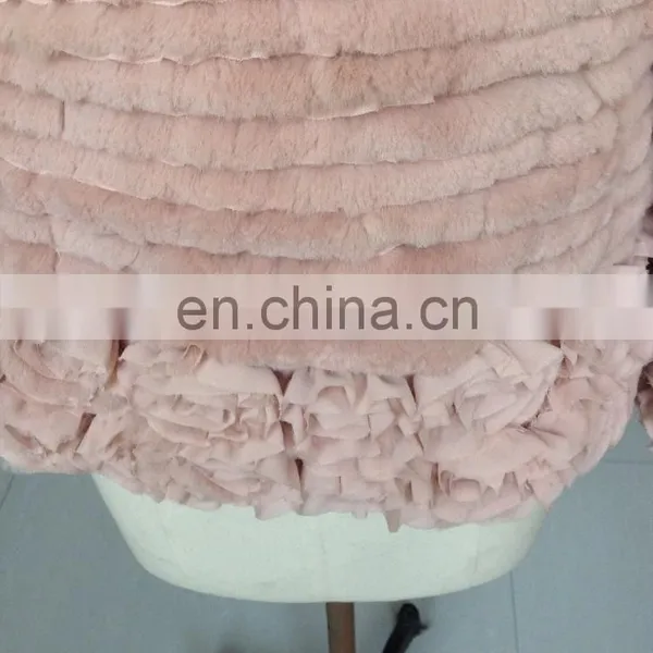 2015 Girl's Pretty Ribbit Fur Coat Pink photo-5