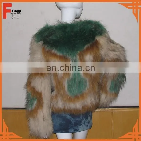 Real Dyed Fashion Design Raccoon Fur Coat photo-2
