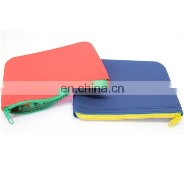 Factory Both Side Plain Design Zipper Cosmetic Purse Wallet Kids Pencil Case Silicone Bag photo-2