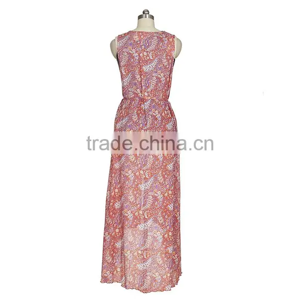 100% Silk Printed Ladies Long Dress With Silk Habotai Lining photo-2