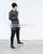 Diagonal Layered Look Zipper Baggy Sweatpants Black Standard Sports