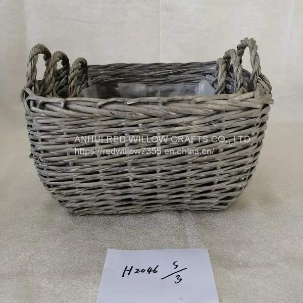 Hot Selling Customize Basket Large Storage Basket Square Shape Willow Basket With Ears photo-2