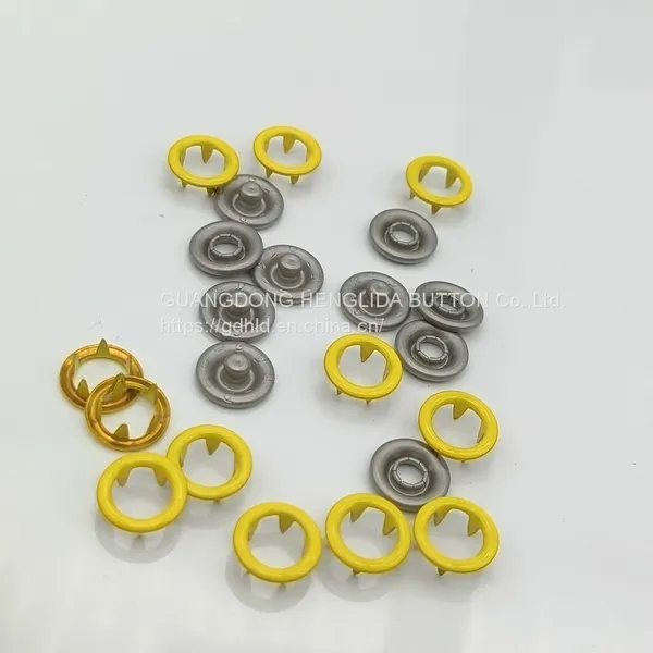 HLD Factory Wholesale Yellow Color BRASS&SS 16L 18L Cap Prong Snap Button for Clothes photo-4