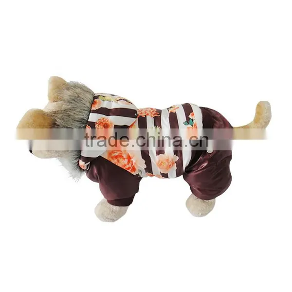 Luxury Fur Flower Cotton Coffee Dog Clothes photo-5