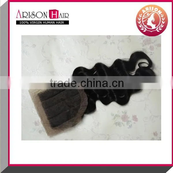 High Quality Natural Color Three Part Hair Closure Silk Base Closure Looks Natural photo-4