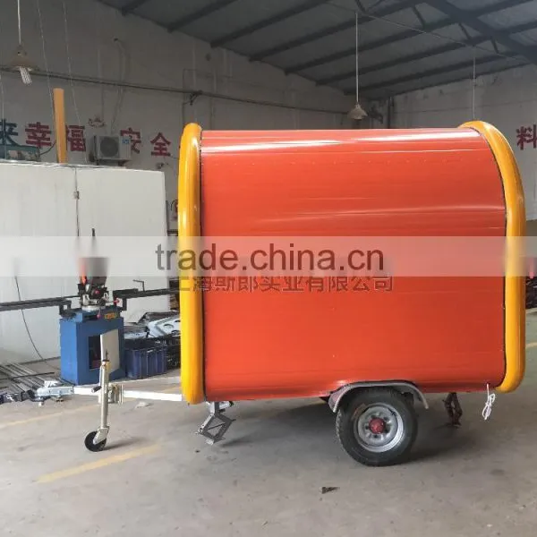 7.6*5.5ft Yellow and Orange Food Van/Street Food Vending Cart For Sales,Hot Dog Cart/Mobile Food Trailer With Big Wheels photo-4