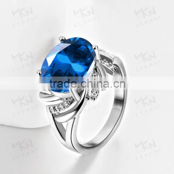 2015 Latest Popular Single Big Blue Neelam Stone Gold Ring Designs for Women Ladies Quality Choice photo-2