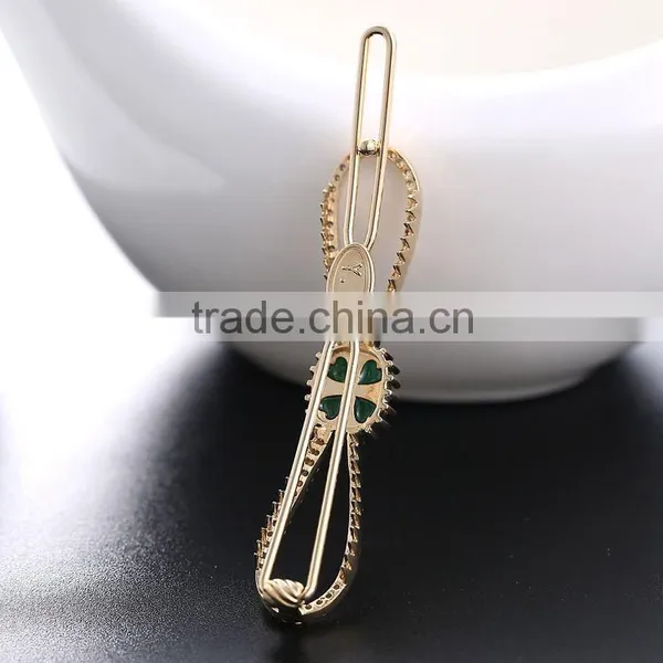 Neoglory Accessories Beautiful Green and Blue Zircon Crystal Vertical Clip Hair Pin photo-6