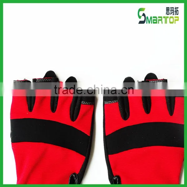 China Competive Price Red Fingerless Sports Bicycle Gloves photo-3