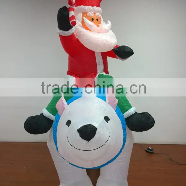 DJ-XT-65 Inflatable Christmas Santa on Polar Bear With Candy Airblown Music Decoration photo-2
