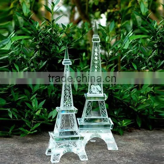 Wholesale Blank Clear Elegant 3d Laser Crystal Eiffel Tower Model for Souvenir Gift photo-2