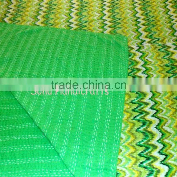 Exclusive Multi Ikat Print Kantha Quilt Queen Size Cotton Bed Cover Reversible Printed Kantha Throw Hand Kantha Work With Ikat photo-4