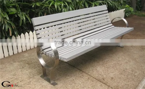 Outdoor Stainless Steel Benches With Backrest and Hdpe Slat Seating