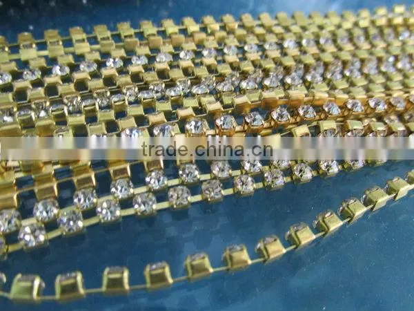SS12 3mm Round Cup Chain With Glass Rhinestone Chatons for Shoes, Garment