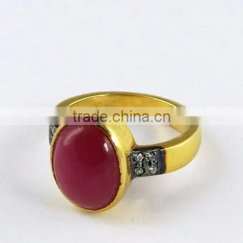 Lavender !! Gold Plated Ruby & CZ 925 Sterling Silver Ring, Wholesale Silver Jewelry, Indian Jewelry Manufacturer photo-3