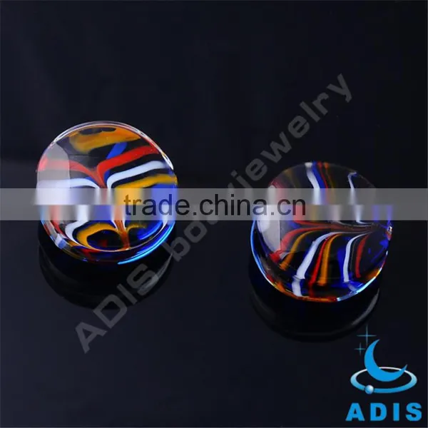 Custom Grain Glass Ear Plugs Tunnel Piercing photo-2