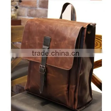 Men's Travel Hiking Bags Leather Military Backpack Bags photo-4