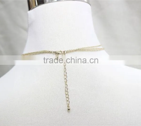 Gold Chain Layered Set Necklace W/Clear Crystal & Circle Heart Metal Necklace 2016 Fashion Style Wholesale photo-4