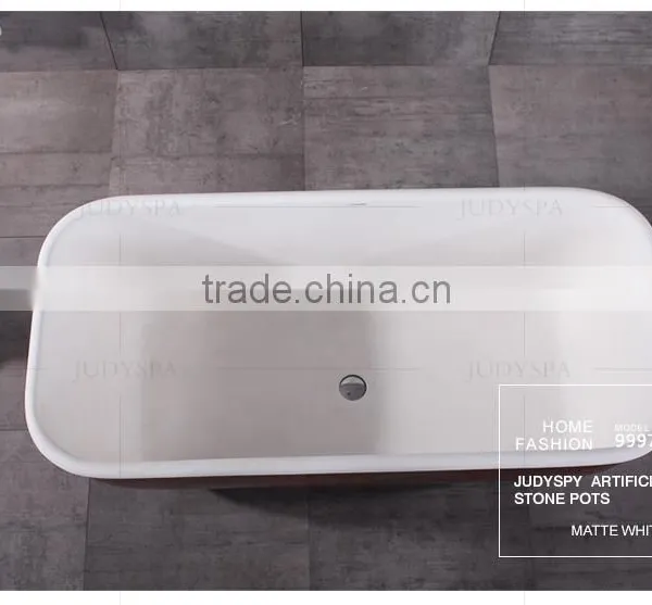 Solid Surface Stone Bathtub Freestanding With Foot YG9997 photo-3