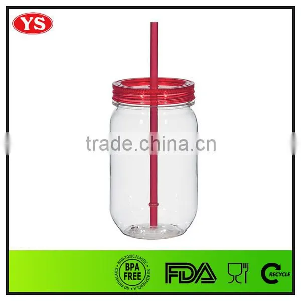 540ml Bpa Free Plastic Cold Drinking Jar With Straw photo-2