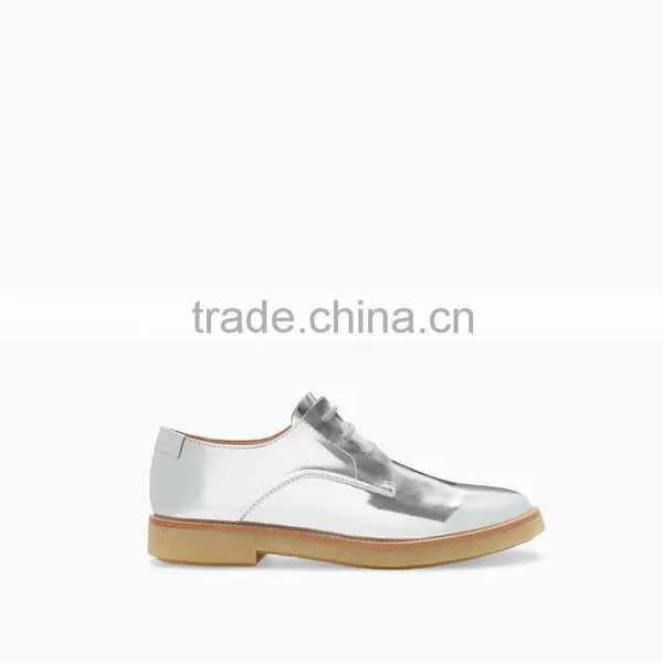Metallic pu Lace up Derby Shoes
