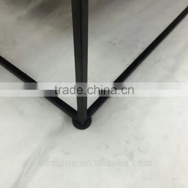 Cheap Modern Carrara White Marble Top Black Steel Coffee Table photo-5