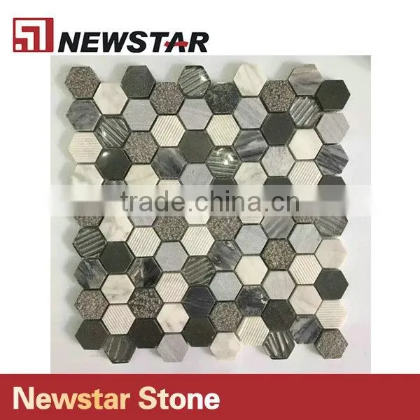 Newstar Good Quality Grey And White Marble Types Of Marble Mosaic photo-2