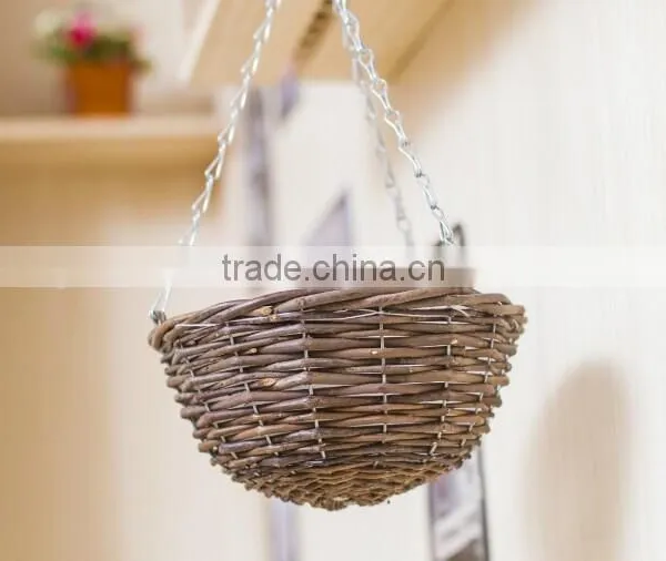 100%Handmade Wicker Wall Hanging Plant Basket Wicker Flower Hanging Basket photo-2