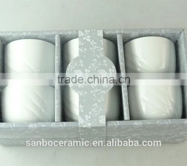 White Porcelain Cup Embossed Wave Design photo-2