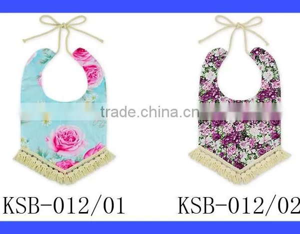 Adjustable Tassel Floral Cotton Fabric Christening Baby Bandana Bibs photo-4