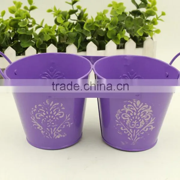 Connected Double Colourful Cartoon Style Metal Flower Bucket /planter/pot With Handle photo-2