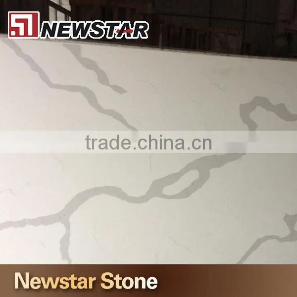 Newstar Snow White Marble Color White Quartz Countertop With Grey Veins photo-3