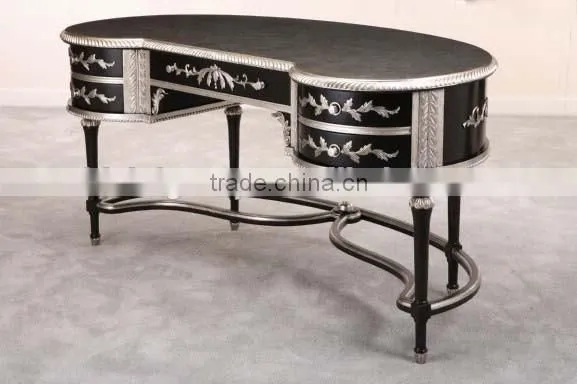 European Solid Wood Office Desk, Quality Antique New Classical Black and Silver Office Furniture BF11-07271b photo-2