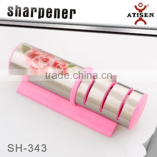 With Flower Style 3 Stage Stanless Steel Round Knife Sharpener photo-2