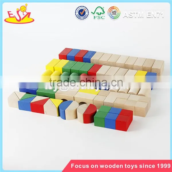 Wholesale Colorful 80 Pieces Kids Wooden Toy Building Blocks Best Sale Children Wooden Building Blocks W13A137 photo-4