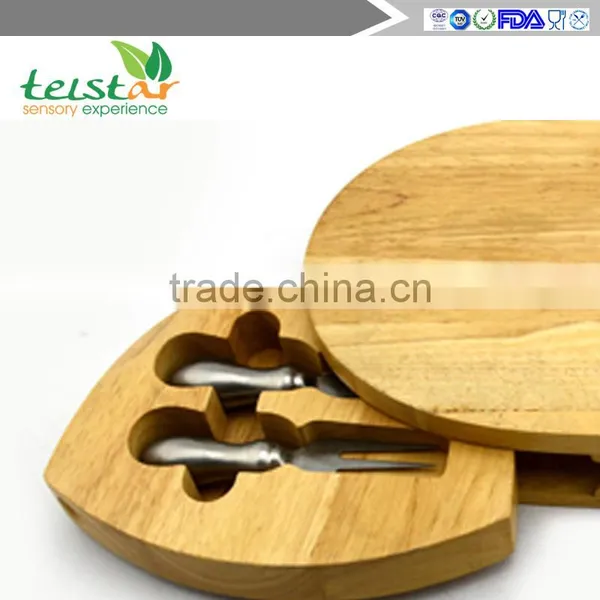 4 Cheese Knives With Board Set Rubber Wood Cheese Board Set Professional Bamboo & Wood Household Products Wood Cheese Tools photo-3