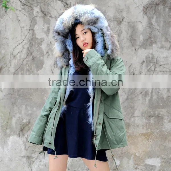 CX-G-P-09 Winter Warm and Thick Natural Real Coyote Fur Lined Parka Coat photo-3