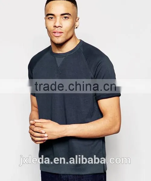 French Terry Short Sleeve Pullover Plain Men Spring / Summer Sweatshirt OEM Service photo-4
