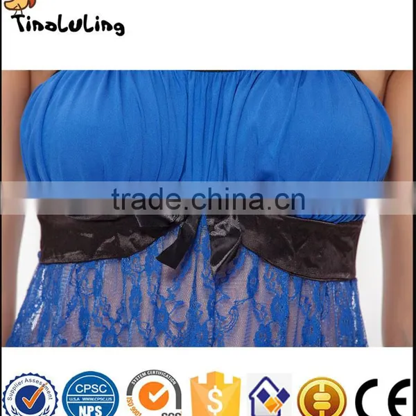 Cheap Night Wear Wholesale Sultry Women Royal Blue Beauty Sexy Lingerie Manufacture photo-4