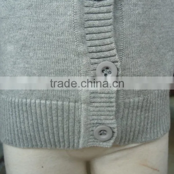 Custom Children Kids Heather Grey V-neck Button up Plain Knit Cardigan photo-3
