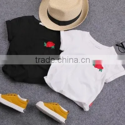 2-7 Years 2017 Wholesale Summer Cotton Embroidery White Kids Girls Blouses