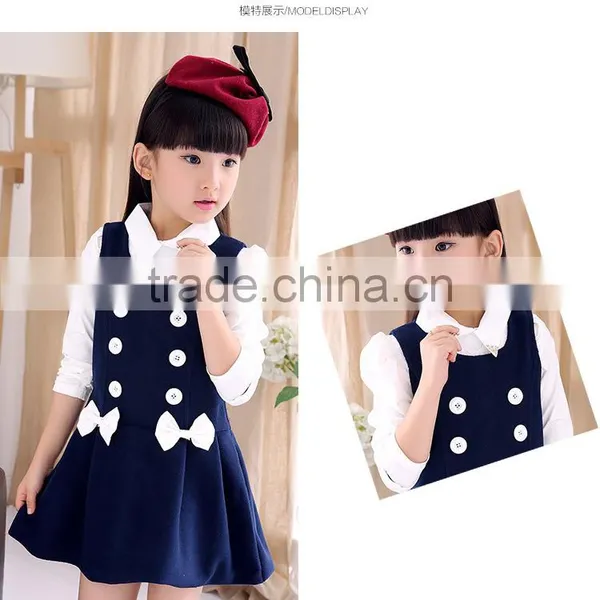 2016 New Girls in Autumn Child Bow Double Breasted Princess Dress Skirts Children A Word Skirt photo-6